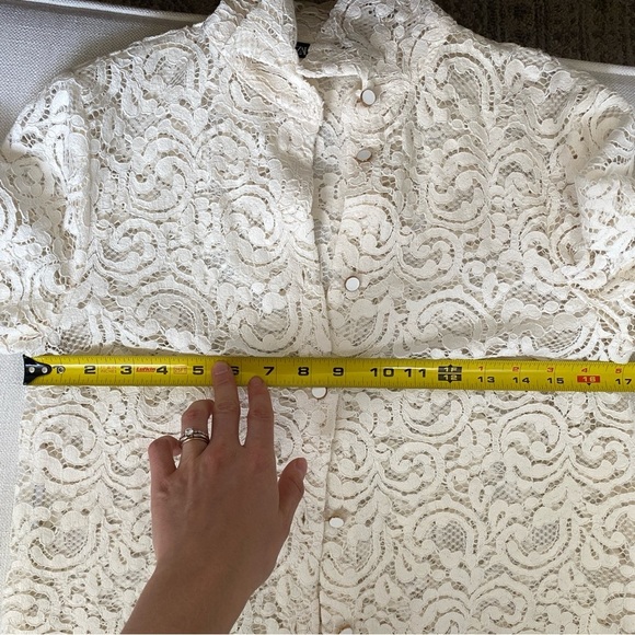 ZARA Cream Ivory Lace Button Down Polo Jacket size XS - Picture 9 of 11